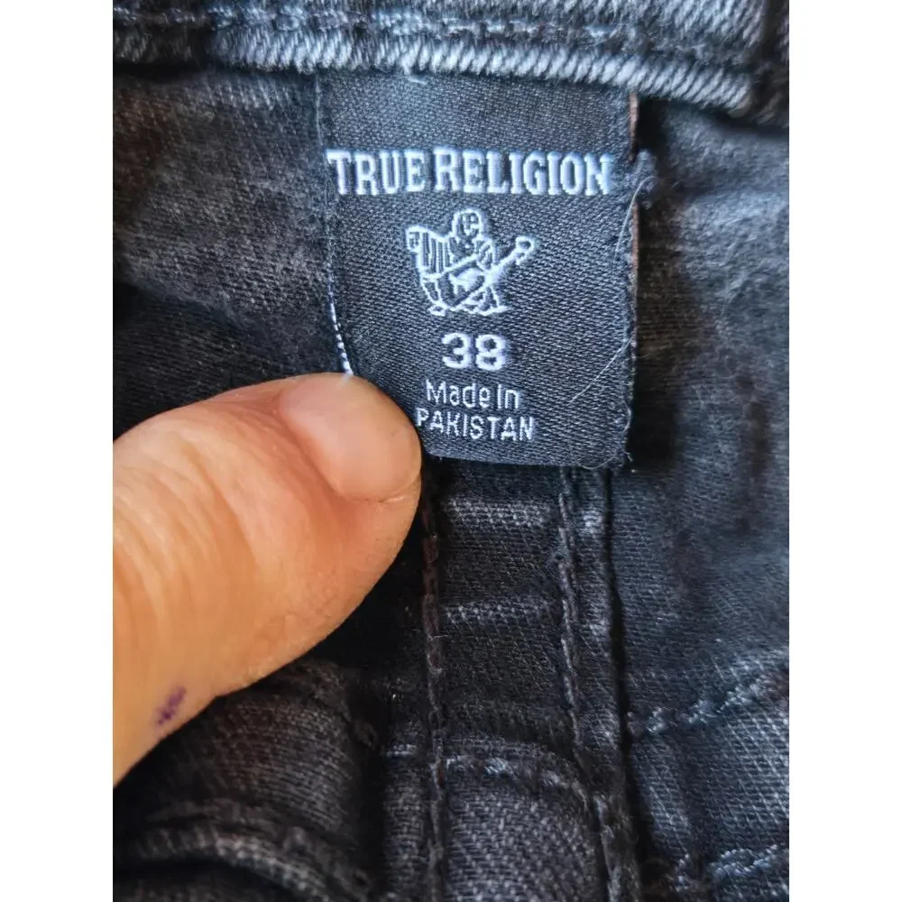 True Religion Geno Jeans Men's Dark Charcoal Wash Slim Fit 35x32